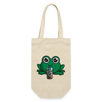 Bubble Boba Tee Trinken Frosch Anime Kawaii Kröte - Geschenkbeutel für Flaschen - Natur - Vorne