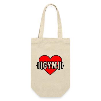 Dumbbell in red heart with text 'GYM' - Gift Bag for Bottles - nature - Front