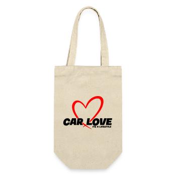 Car Love - Its a Lifestyle - Geschenkbeutel für Flaschen - Natur - Vorne