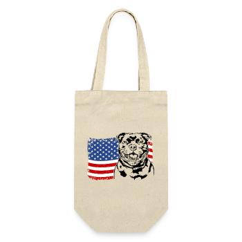 Staffordshire Bull Terrier Amerika Fahne Hunde - Geschenkbeutel für Flaschen - Natur - Vorne