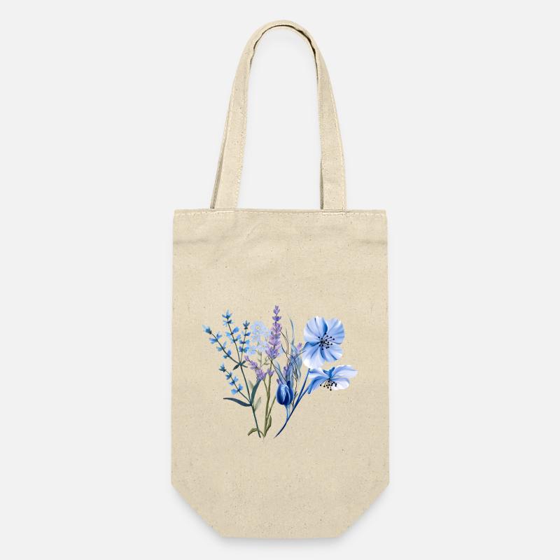 Einfaches Aquarell wilde blaue Blumen - Geschenkbeutel für Flaschen - Natur