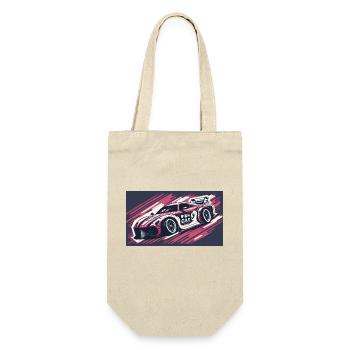 Pink Racecar - Geschenkbeutel für Flaschen - Natur - Vorne