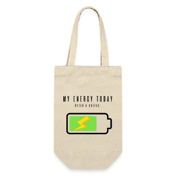 Wiederaufladbare Batterie mit Kaffee | Kaffeeliebhaber - Geschenkbeutel für Flaschen - Natur - Vorne