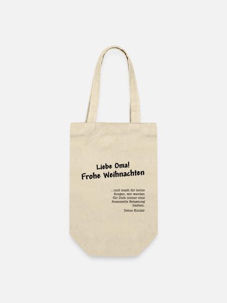 frohe Weihnachten liebe Oma, finanzielle Belastung - Geschenkbeutel für Flaschen - Natur