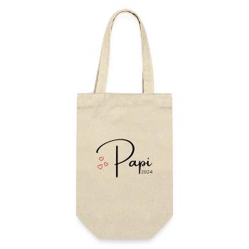 Papi 2024 - Geschenkbeutel für Flaschen - Natur - Vorne