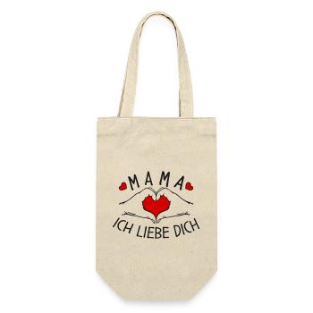 Mama ich liebe Dich - Geschenkbeutel für Flaschen - Natur - Vorne