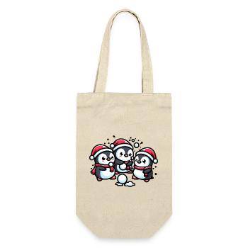 Adorable Cute Penguin Santa Hat Winter Snowball Fi - Gift Bag for Bottles - nature - Front