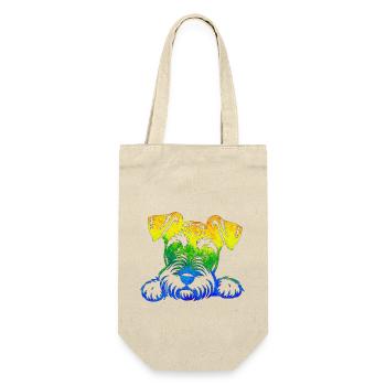 Hund Welpe Niedlicher Hund Corgi Aquarell Kunst Cartoon Wof - Geschenkbeutel für Flaschen - Natur - Vorne