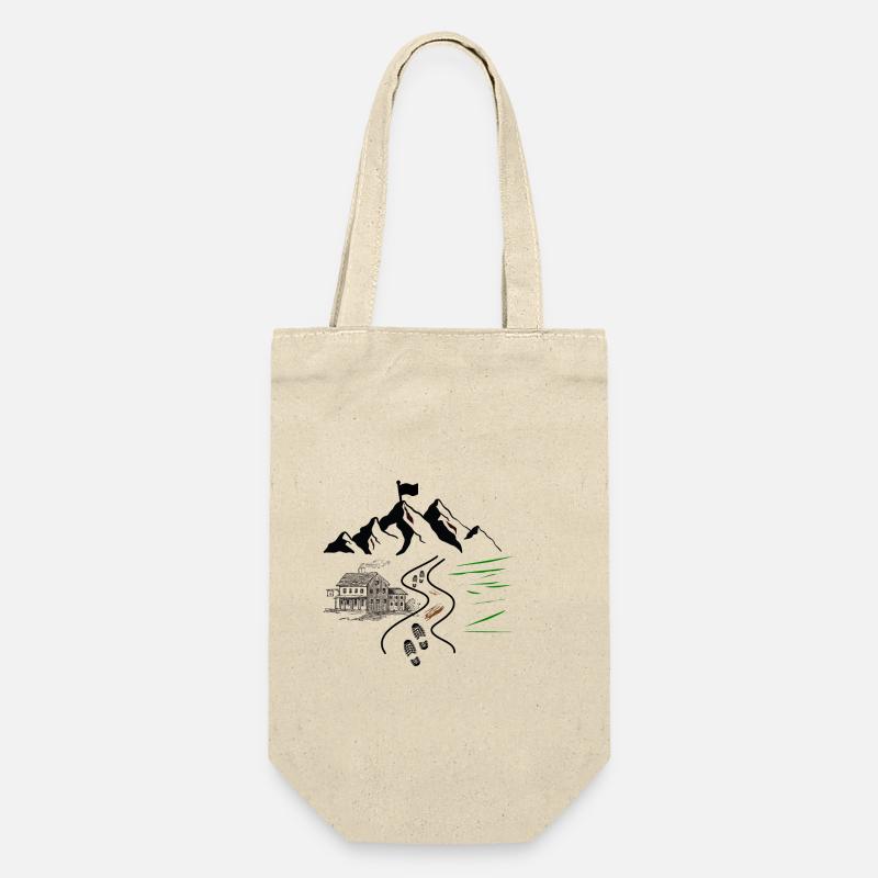 Wandern - Bergdesign mit Wanderweg - Geschenkbeutel für Flaschen - Natur