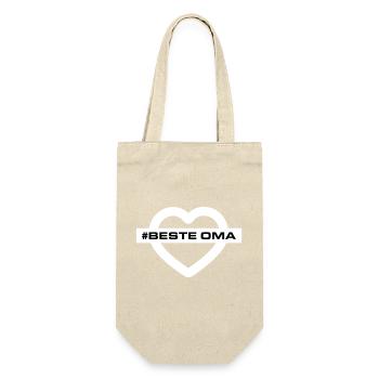 Beste Oma Herzen Liebe - Geschenkbeutel für Flaschen - Natur - Vorne