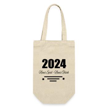 2024 Neues Spiel neues Glück - Geschenkbeutel für Flaschen - Natur - Vorne