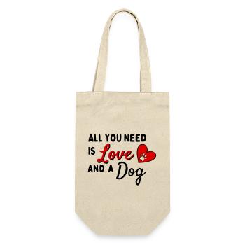 All You Need Is Love AND a Dog - Herz mit Pfote - Gift Bag for Bottles - nature - Front