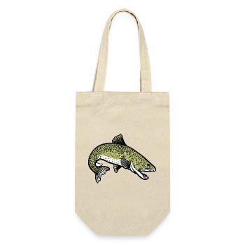 Hecht Fisch Fischer Angler Wildtier Flossen Ahoi - Geschenkbeutel für Flaschen - Natur - Vorne