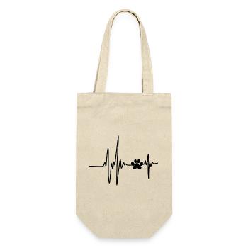 Hundeliebe/Katzenliebe Herzschlag - Geschenkbeutel für Flaschen - Natur - Vorne