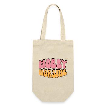 Retro Hobby Horsing Steckenpferd Reiten - Geschenkbeutel für Flaschen - Natur - Vorne