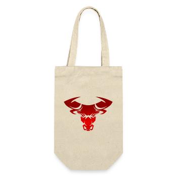 Stier Stierkopf Kopf Logo Steak Beast Gym Horn - Geschenkbeutel für Flaschen - Natur - Vorne
