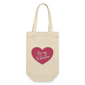 Be my Valentine, ein großes Herz für deinen Schatz - Geschenkbeutel für Flaschen - Natur - Vorne