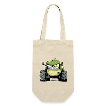 Wütender Traktor Nr. 4 - Geschenkbeutel für Flaschen - Natur - Vorne