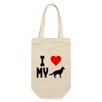 T-Shirt I Love My Dog für Hundefreunde - Geschenkbeutel für Flaschen - Natur - Vorne
