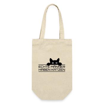 Echte Männer Katzen - Geschenkbeutel für Flaschen - Natur - Vorne