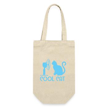 Cool Cat / Katze Bo-Grafik - Geschenkbeutel für Flaschen - Natur - Vorne