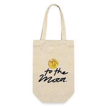 Krypto To the Moon 2 Bitcoin BTC - Geschenkbeutel für Flaschen - Natur - Vorne