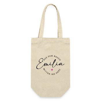 Emilia Name - Geschenkbeutel für Flaschen - Natur - Vorne