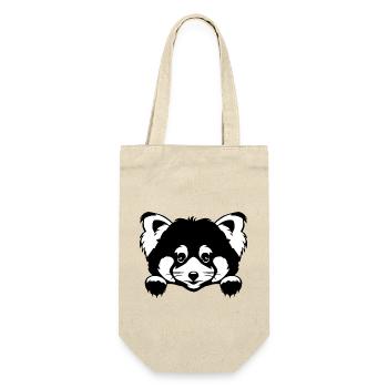 Spähender niedlicher roter Panda. Schwarz-weiße Version - Geschenkbeutel für Flaschen - Natur - Vorne