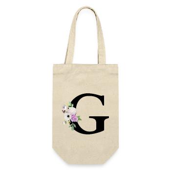 Lila Blumenbuchstabe g - Geschenkbeutel für Flaschen - Natur - Vorne