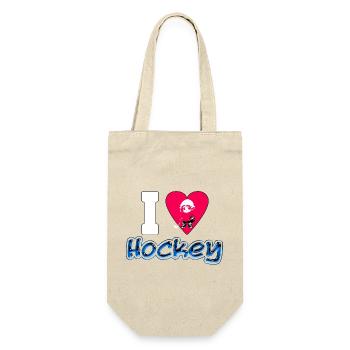 I Love Hockey - 3D Design - Geschenkbeutel für Flaschen - Natur - Vorne