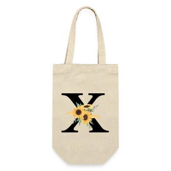 Buchstabe x blumige Sonnenblume - Geschenkbeutel für Flaschen - Natur - Vorne
