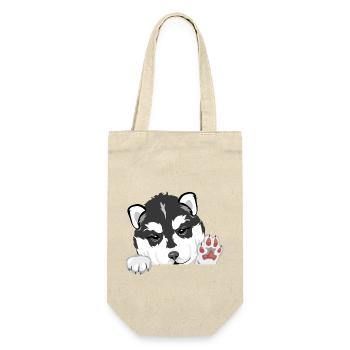 Willkommener lugender Husky-Welpe - Geschenkbeutel für Flaschen - Natur - Vorne