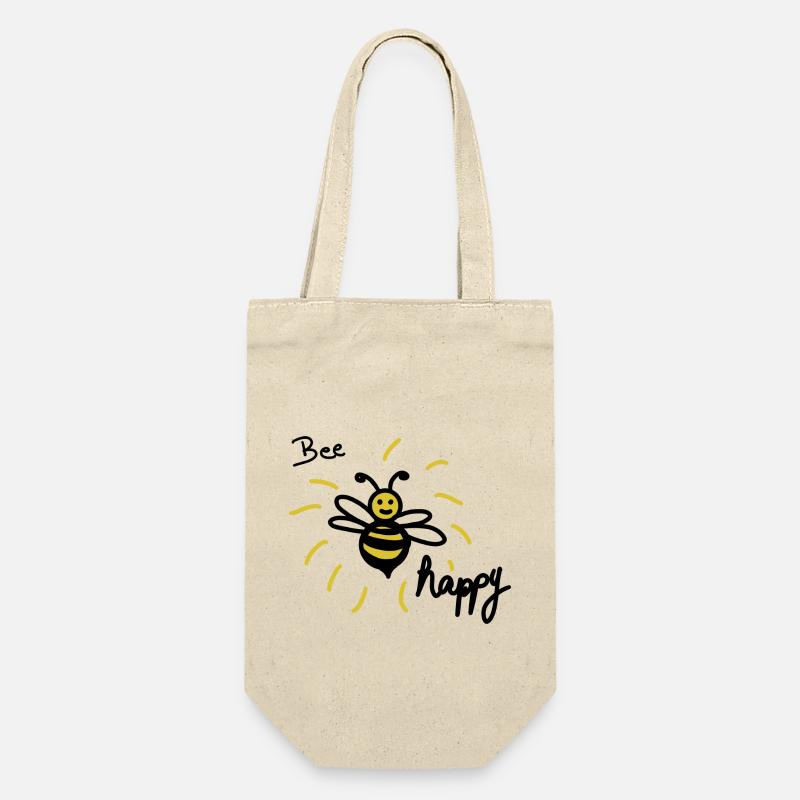 Bee happy - Geschenkbeutel für Flaschen - Natur