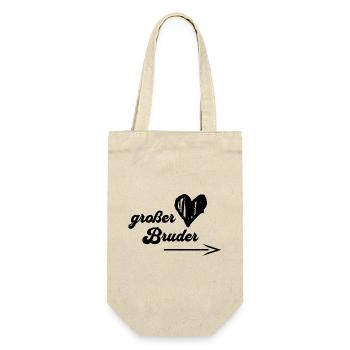 großer Bruder mit Pfeil zur Seite - Geschenkbeutel für Flaschen - Natur - Vorne