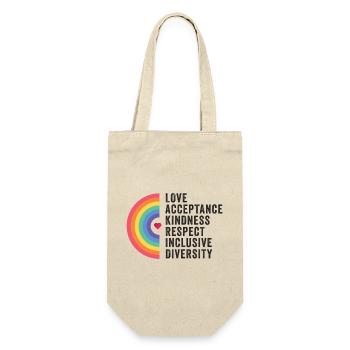LGBT Pride Month - Liebe. Akzeptanz. Freundlichkeit. - Geschenkbeutel für Flaschen - Natur - Vorne