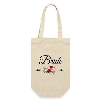 Bride Arrow Flower Bouquet - Gift Bag for Bottles - nature - Front