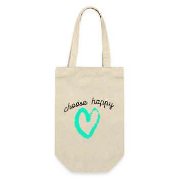 choose happy, nimm es gelassen - Geschenkbeutel für Flaschen - Natur - Vorne