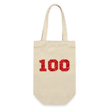 Number 100 Red Glitter - 100th Anniversary - Gift Bag for Bottles - nature - Front