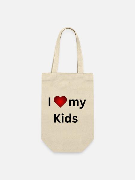I love my Kids - Geschenkbeutel für Flaschen - Natur