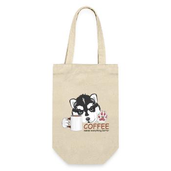 Kaffee macht alles besser - Geschenkbeutel für Flaschen - Natur - Vorne