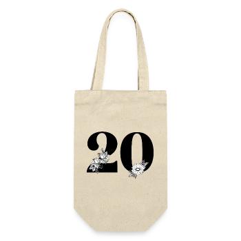 Numéro 20 floral noir -20e anniversaire floral - Sac à bouteille - nature - Devant