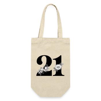 Numéro 21 floral noir -21e anniversaire floral - Sac à bouteille - nature - Devant