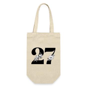 Number 27 Black Floral -27th Floral Anniversary - Gift Bag for Bottles - nature - Front