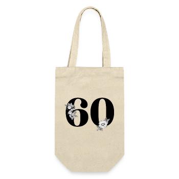Black Floral Number 60 - 60th Floral Birthday - Gift Bag for Bottles - nature - Front