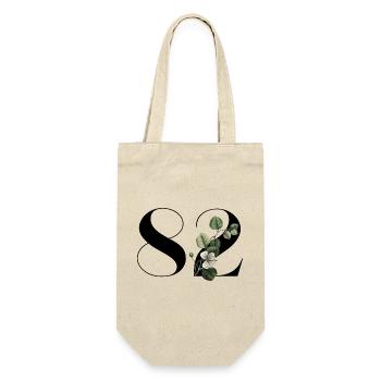 Nummer 82 Blumengrün - 82. Blumengeburtstag - Geschenkbeutel für Flaschen - Natur - Vorne