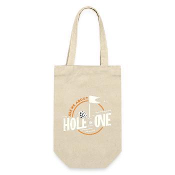 Fragen Sie mich über Hole In One - Geschenkbeutel für Flaschen - Natur - Vorne