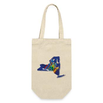 New York (United States) | Real Flag | Flag Map - Gift Bag for Bottles - nature - Front