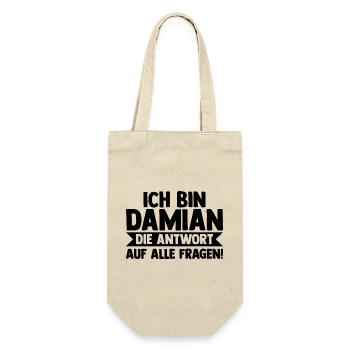 Vorname Damian - Geschenkbeutel für Flaschen - Natur - Vorne