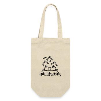 Gruselhaus Halloween - Geschenkbeutel für Flaschen - Natur - Vorne