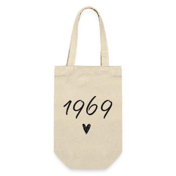 1969 Herzgeburtstag - Geschenkbeutel für Flaschen - Natur - Vorne